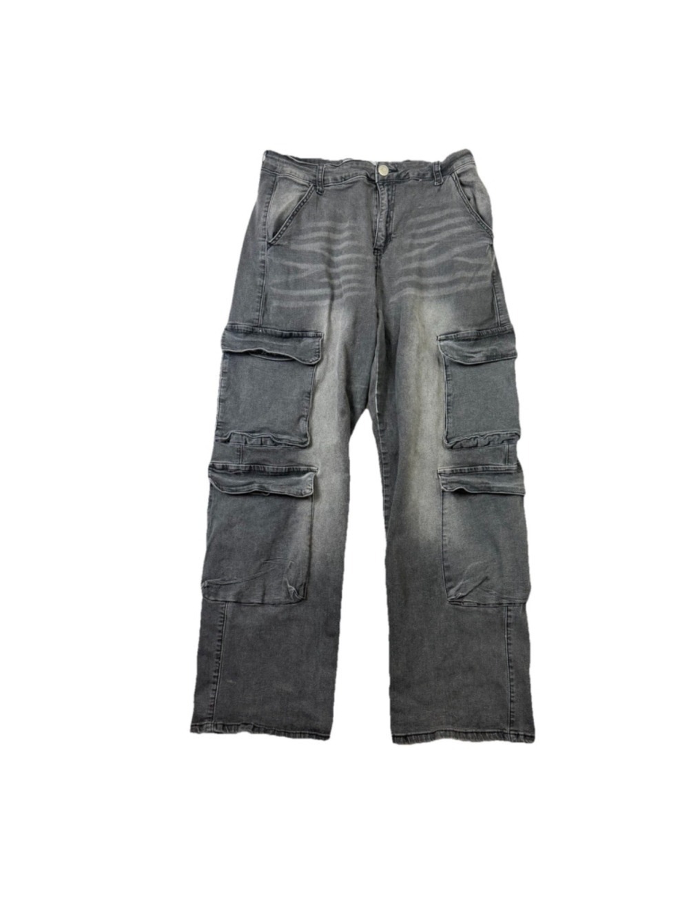 Refuge Wide Leg Denim Jeans Womens XL Black Cargo Grunge StreetWear Hip Hop Skat - Picture 2 of 9
